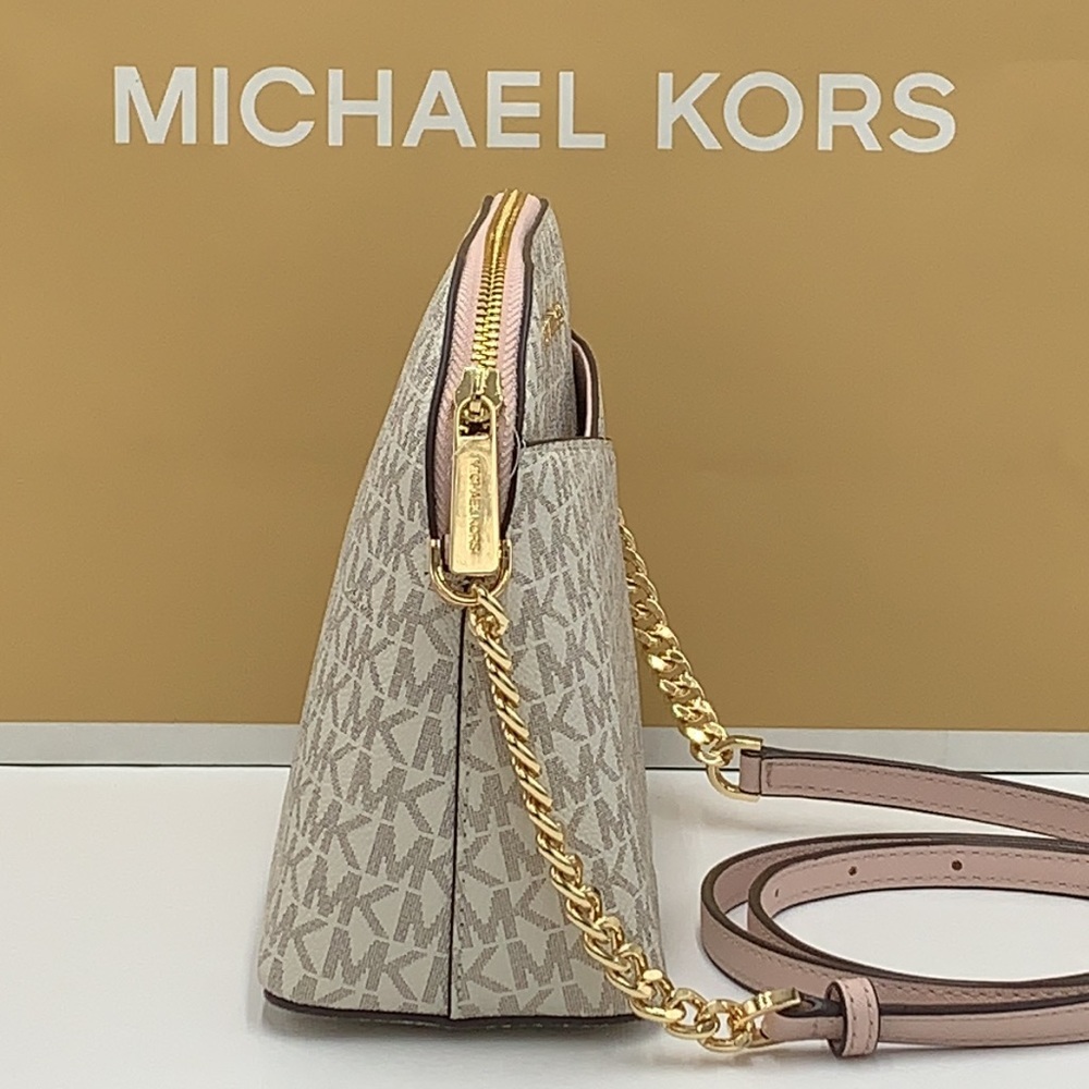 Michael Kors Medium Dome Xcross Xbody Bag Vanilla/Powder Blush - Picture 6 of 16